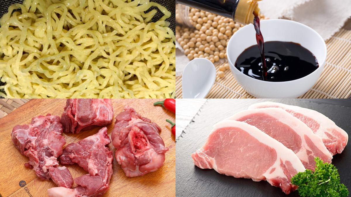 Ingredients for ramen dish