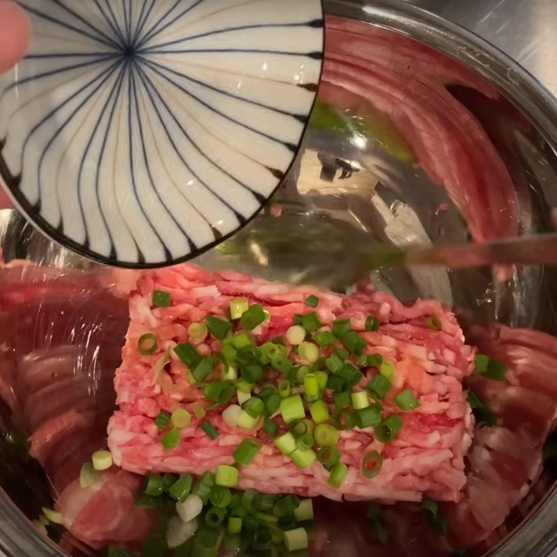Step 2 Marinate the meat for Meatball Miso Soup