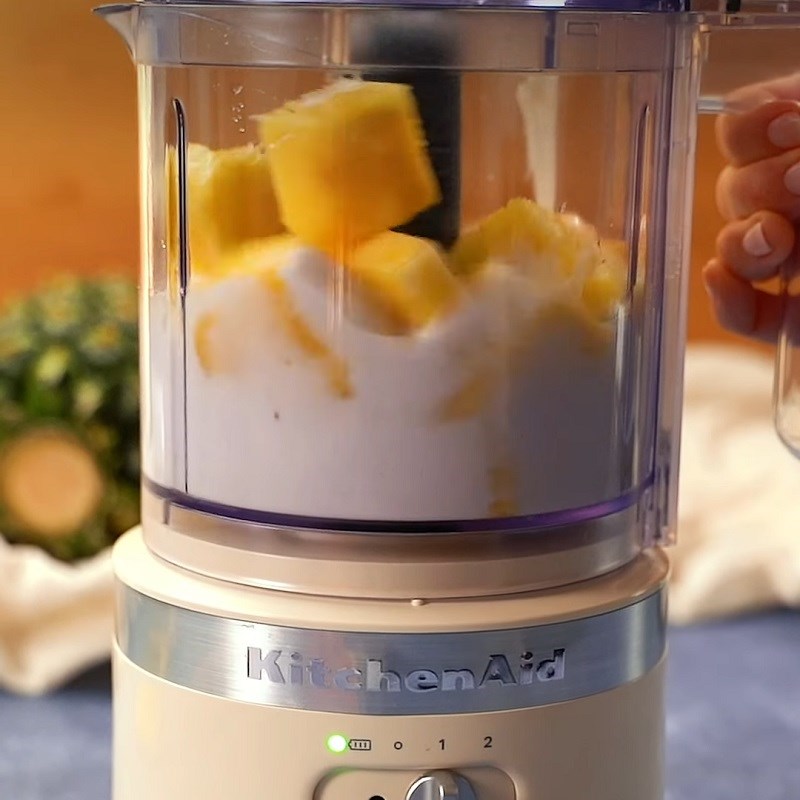 Step 2 Blend the coconut milk and pineapple mixture for Pineapple Ice Cream Bars