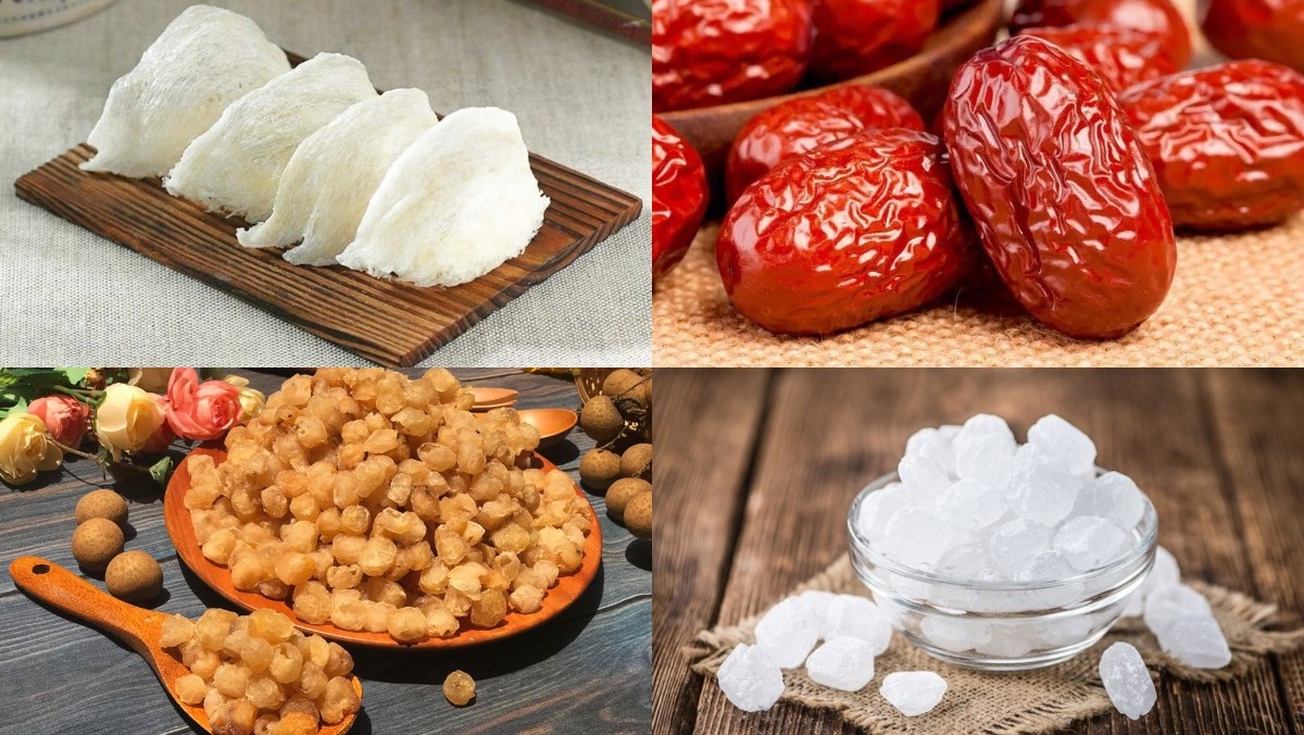 Ingredients for red apple and longan steamed bird's nest (longan)
