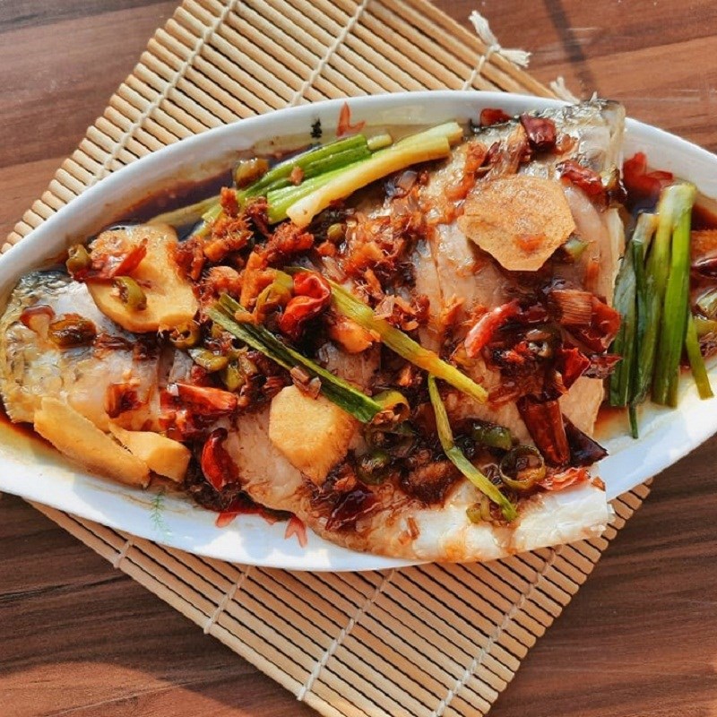 Step 4 Final product Beer steamed carp with spicy chili sauce
